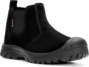 Steel Toe Work Boots for Men Women Slip-on Chelsea Boots, Men's Industrial Construction Shoes, Waterproof, Lightweight, Comfortable, Non-slip Safety Boots…