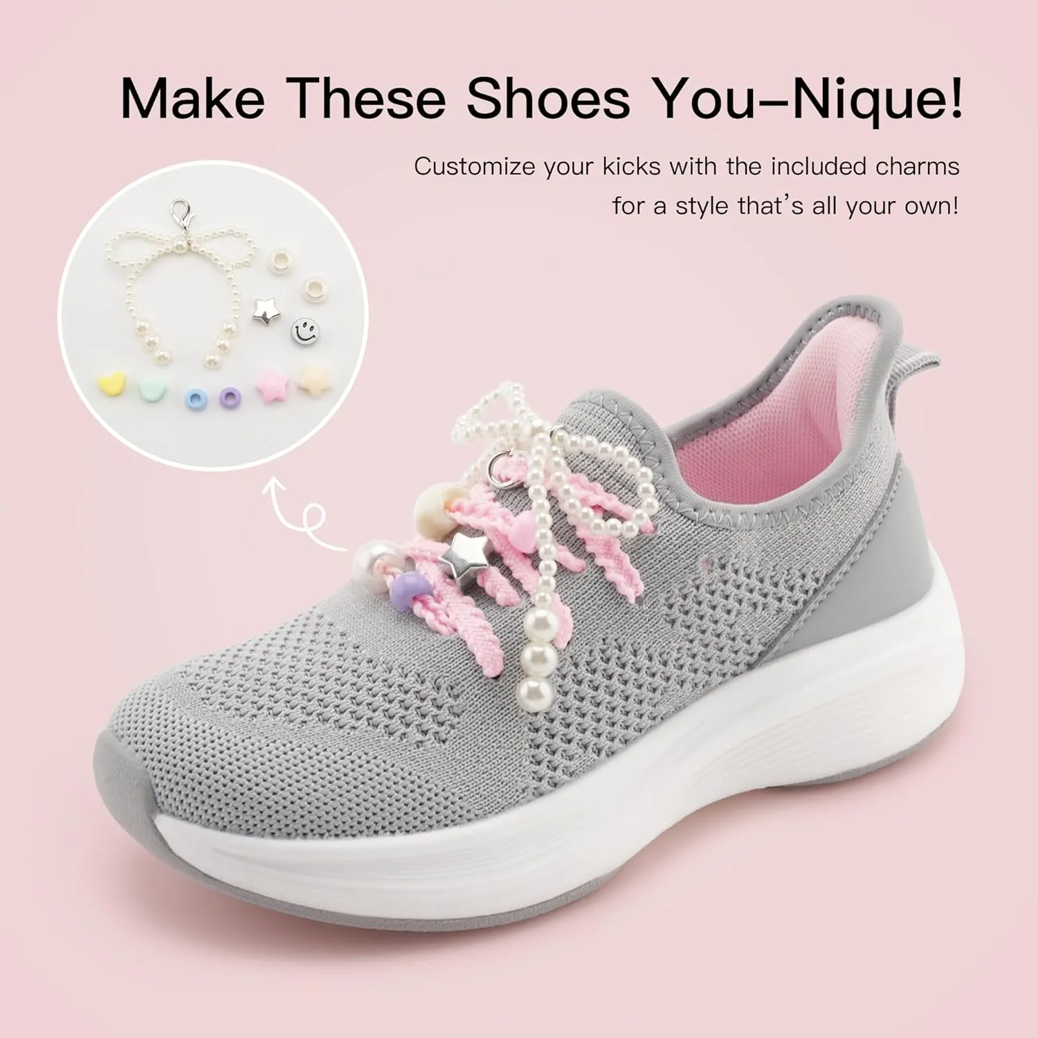Stelle Girls Sneakers Kids Tennis Running Shoes Athletic Lace Up Non Slip Lightweight Breathable Sport Rainbow Shoes for Toddler/Little Kid/Big Kid