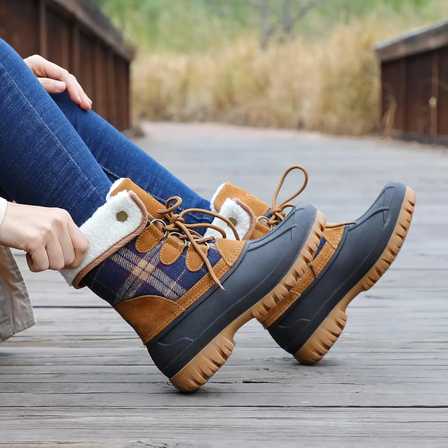 STQ Womens Winter Duck Boots Waterproof Cold Weather Snow Boots