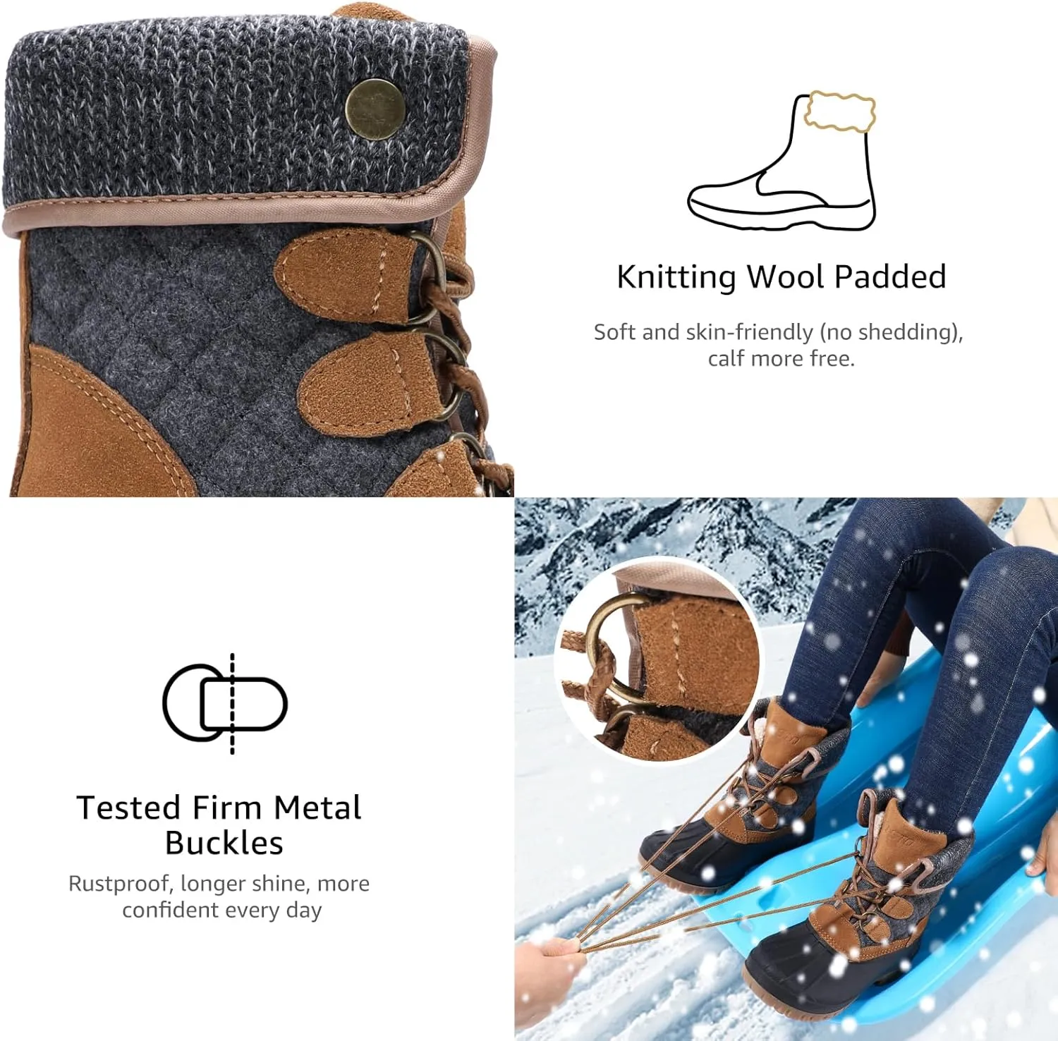 STQ Womens Winter Duck Boots Waterproof Cold Weather Snow Boots
