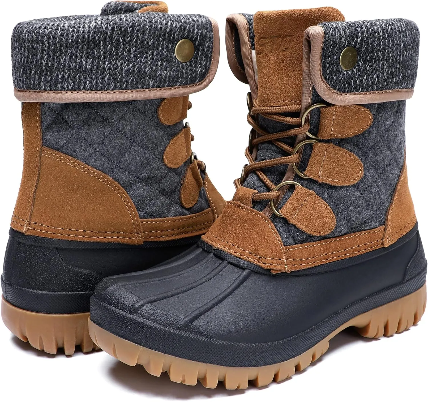 STQ Womens Winter Duck Boots Waterproof Cold Weather Snow Boots