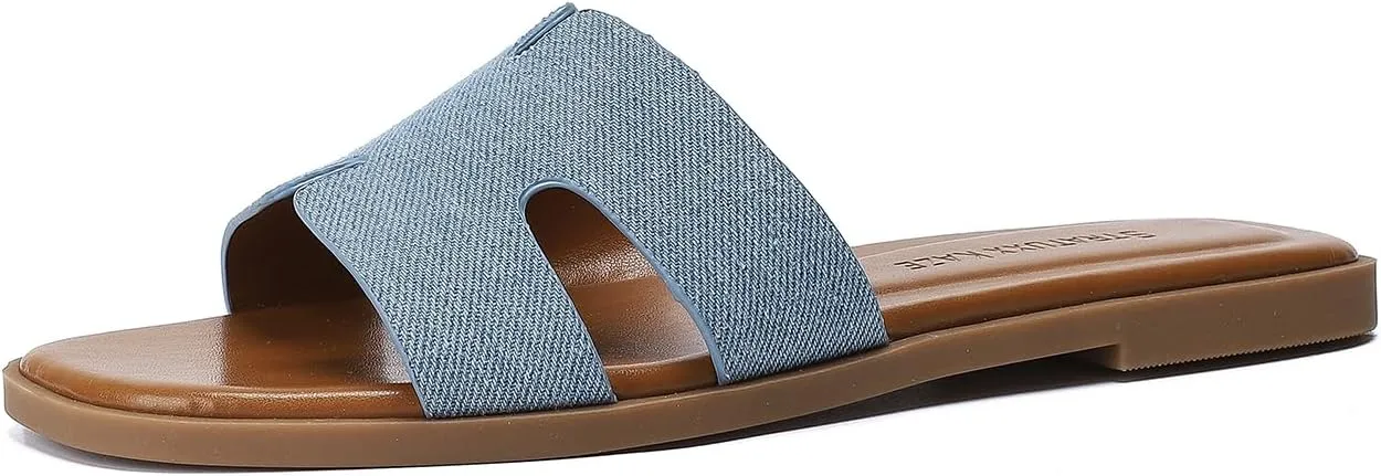 Stratuxx Kaze Open Toe Flat Dress Sandals Womens Slide Comfortable Summer Black, White, Tan Sandals for Women