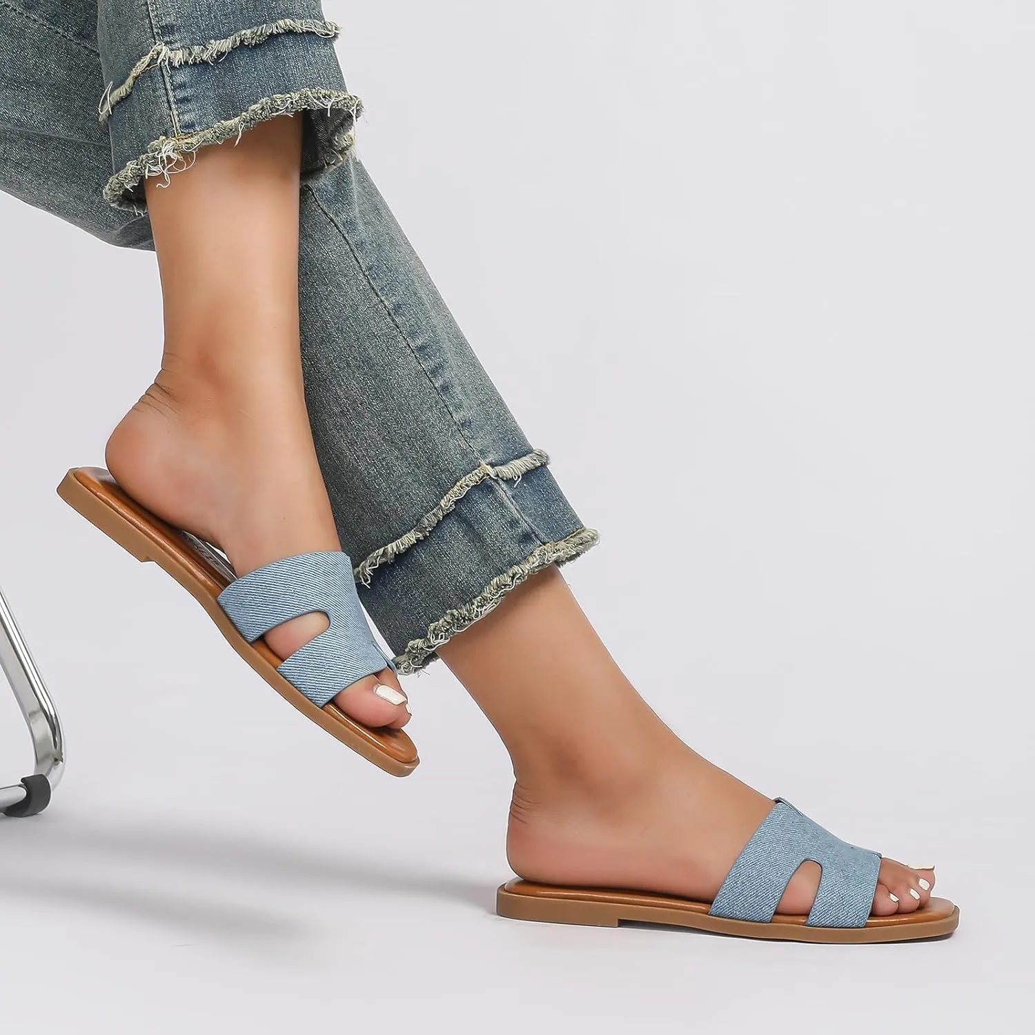 Stratuxx Kaze Open Toe Flat Dress Sandals Womens Slide Comfortable Summer Black, White, Tan Sandals for Women