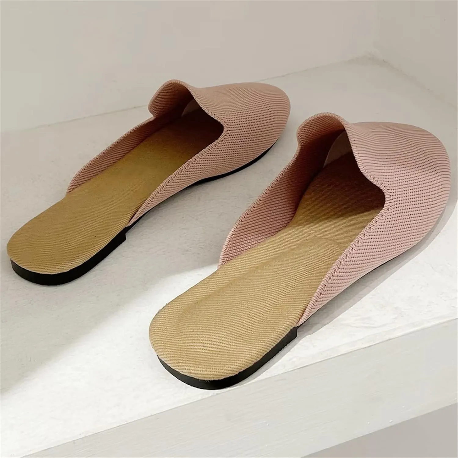 Stunner Women's Mules Shoes Breathable Kintted Round Toe Backless Slides Mules Shoes
