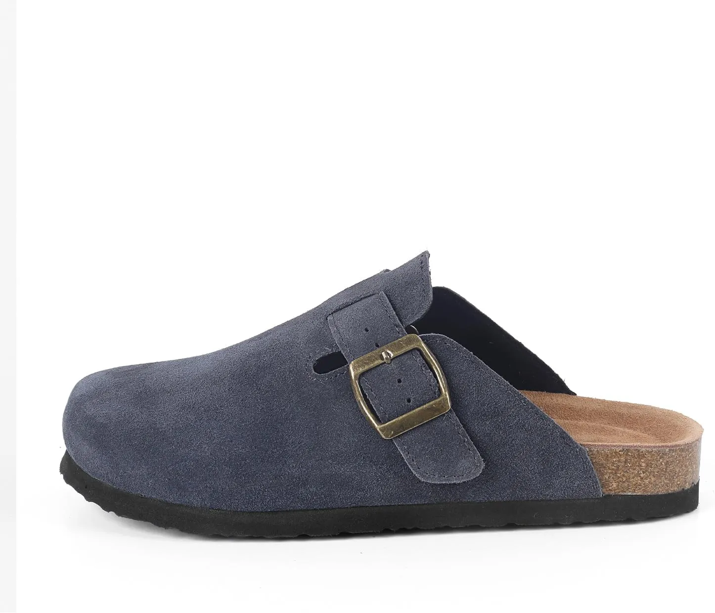 Suede Clogs for Women Clogs Slip on Adjustable Buckle Leather Clogs Cork Footbed Home Clog Slippers with Arch Support Unisex