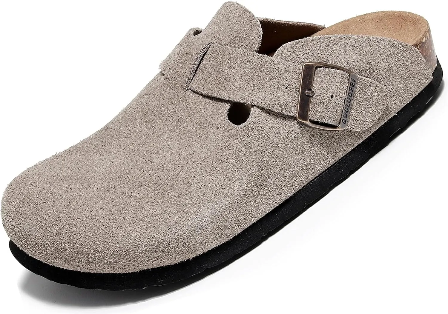 Suede Clogs for Womens Leather Mules Cork Footbed Slippers Potato Shoes with Arch Support