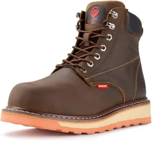 SUREWAY 6 in Mens Heavy Duty Soft/Steel Toe Work Boots for Men,Goodyear Welted,Full Grain Leather,Slip Resistant,EH Safety Industrial Construction Boot