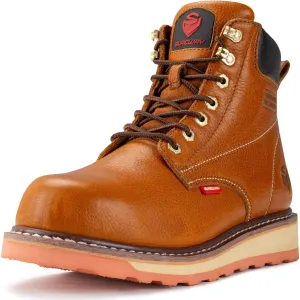 SUREWAY 6” Mens Heavy Duty Soft/Steel Toe Work Boots for Men,Goodyear Welt,Extremely Comfortable Durable Proved,Oil/Slip Resistant,Thicker Leather,Wedge Sole,EH Safety Industrial Construction Boots