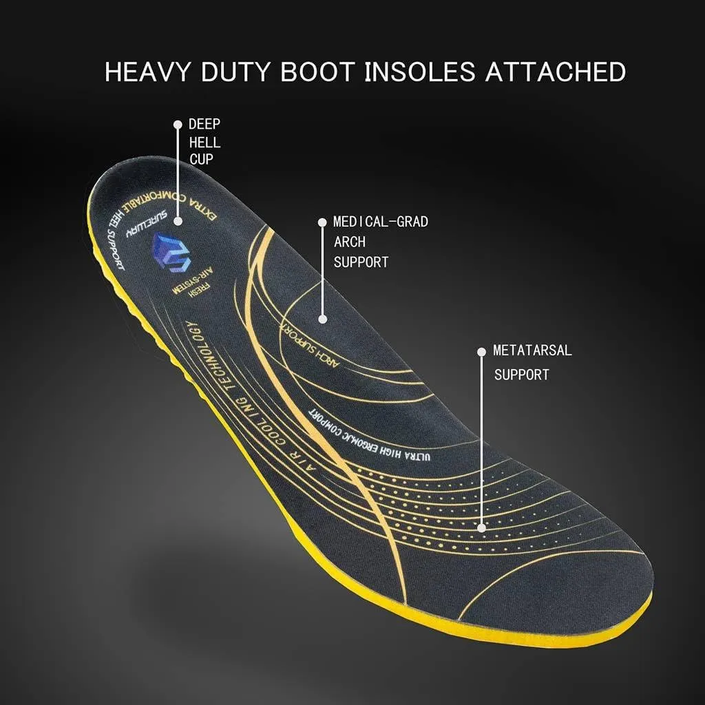 SUREWAY Men 6 Inch Waterproof Soft Toe Work Boots - Moc Toe,Construction Industrial Safety Leather Work Shoes,Oil/Slip Resistant Comfortable Wedge Outsole,EH Rated,Goodyear Welt,Lace Up,Heavy Duty