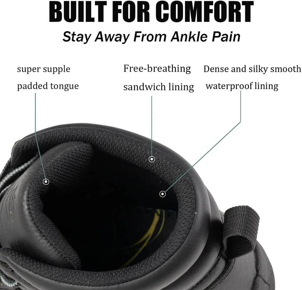 SUREWAY Men Waterproof Steel/Soft Toe Hiking Work Boots - Leather,Lace Up,Round Toe,Slip Resistant,Comfort EH Safety Industrial Construction Boot,Lightweight Utility Outdoor Shoes for Roofing,Hunting