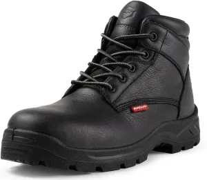 SUREWAY Men Waterproof Steel/Soft Toe Hiking Work Boots - Leather,Lace Up,Round Toe,Slip Resistant,Comfort EH Safety Industrial Construction Boot,Lightweight Utility Outdoor Shoes for Roofing,Hunting