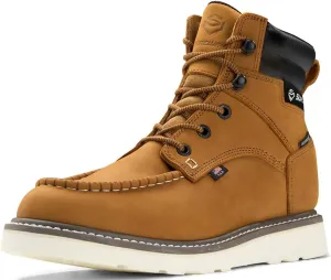 SUREWAY Men's 6" Heavy Duty Soft Toe Waterproof Work Boots,EH Construction Industrial Safety Leather Work Boots,Lace Up Moc Toe Work Boot,Goodyear Welt Oil/Slip Resistant Comfortable Outsole