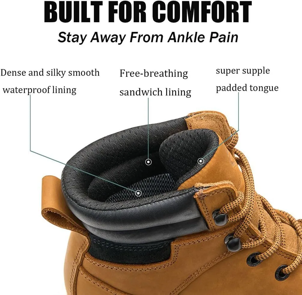 SUREWAY Men's 6" Heavy Duty Soft Toe Waterproof Work Boots,EH Construction Industrial Safety Leather Work Boots,Lace Up Moc Toe Work Boot,Goodyear Welt Oil/Slip Resistant Comfortable Outsole