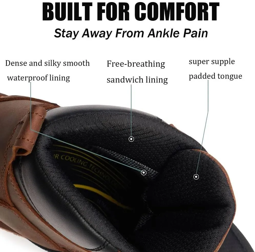 SUREWAY Men's 6" Soft/Composite Toe Heavy Duty Waterproof Work Boot Goodyear Welt Oil/Slip Resistant Dual-Density Comfortable Outsole Crazy Horse Leather EH Construction Industrial Safety Work Boots