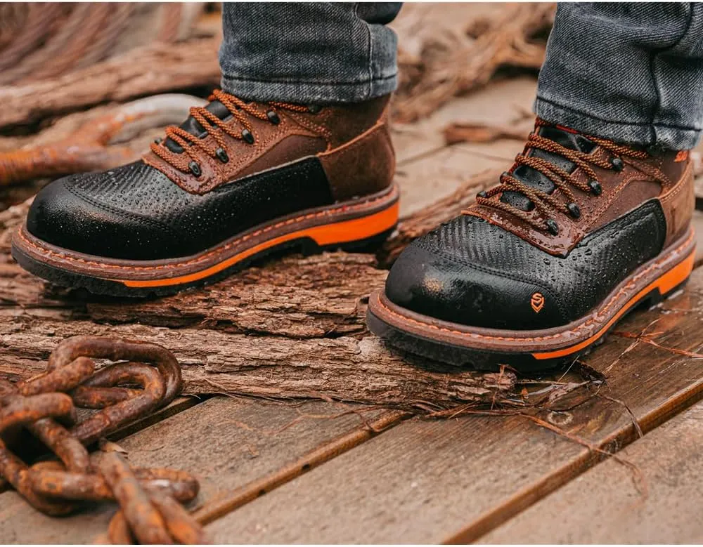 SUREWAY Men's 6" Soft/Composite Toe Heavy Duty Waterproof Work Boot Goodyear Welt Oil/Slip Resistant Dual-Density Comfortable Outsole Crazy Horse Leather EH Construction Industrial Safety Work Boots