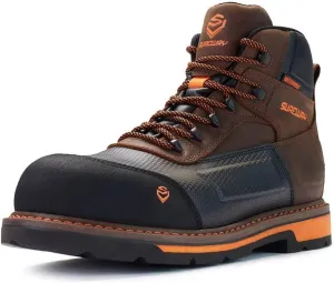 SUREWAY Men's 6" Soft/Composite Toe Heavy Duty Waterproof Work Boot Goodyear Welt Oil/Slip Resistant Dual-Density Comfortable Outsole Crazy Horse Leather EH Construction Industrial Safety Work Boots