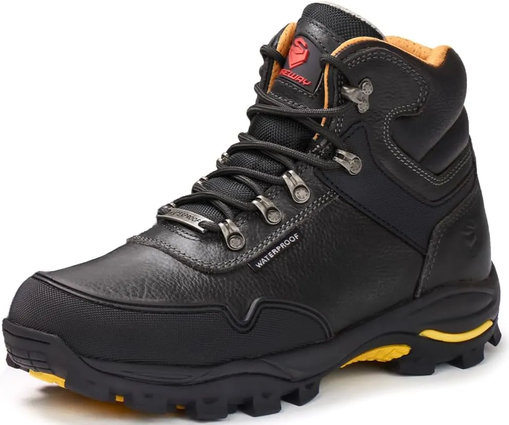 SUREWAY Men's 6" Soft/Steel Toe Heavy Duty Waterproof Work Boot - Leather,Lace Up,Oil/Slip Resistant Dual-Density Comfortable EH Construction Industrial Ankle Safety Men Work Boots,Roofing, Hunting