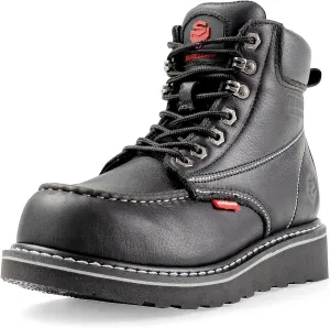 SUREWAY Mens Heavy Duty Soft/Composite/Steel Toe Work Boots for Men-Comfortable,Goodyear Welt,Full Grain Leather,6 in Wedge Moc Toe Construction Boots/Shoes