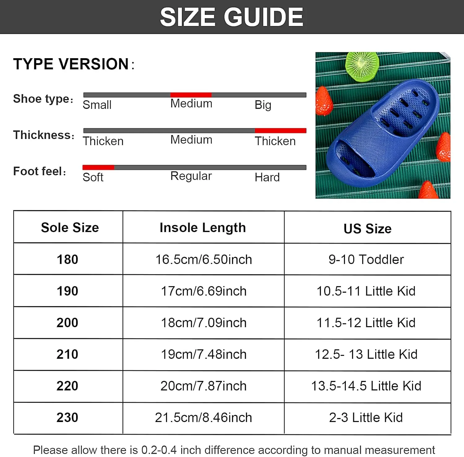 techcity Boys Girls Slide Sandals Soft Cushioned Thick Sole Non-slip Summer Slippers Quick Drying Bathroom Shower Pool Beach Sandals for Toddler Little Kids