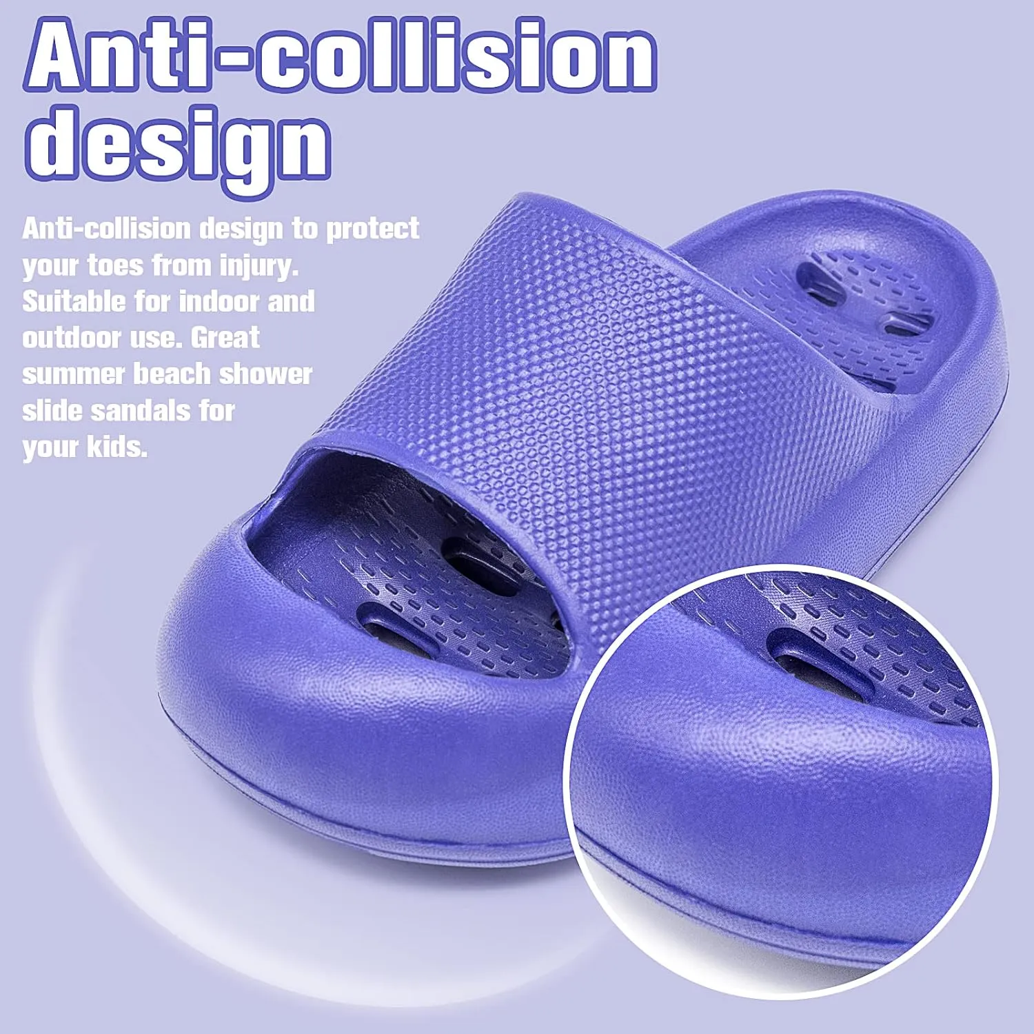 techcity Boys Girls Slide Sandals Soft Cushioned Thick Sole Non-slip Summer Slippers Quick Drying Bathroom Shower Pool Beach Sandals for Toddler Little Kids