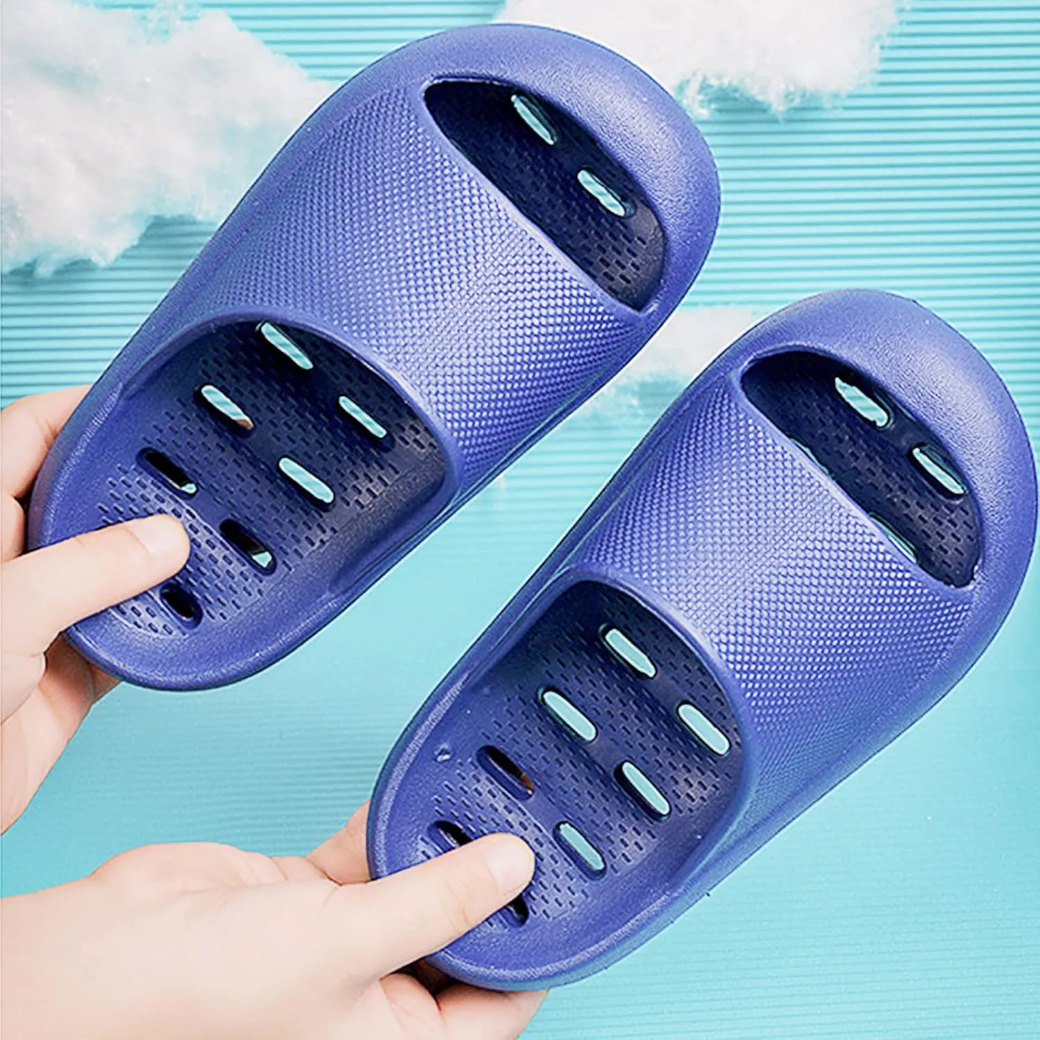 techcity Boys Girls Slide Sandals Soft Cushioned Thick Sole Non-slip Summer Slippers Quick Drying Bathroom Shower Pool Beach Sandals for Toddler Little Kids