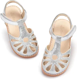 THEE BRON Princess Toddler Close Toe Sandals | Retro Lace-Up Design | Breathable Girls Shoes 3-12 Years