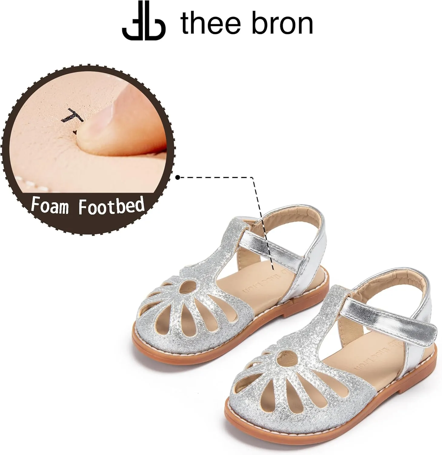 THEE BRON Princess Toddler Close Toe Sandals | Retro Lace-Up Design | Breathable Girls Shoes 3-12 Years