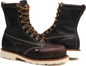 Thorogood American Heritage 8” Steel Toe Work Boots for Men - Full-Grain Leather with Moc Toe, Slip-Resistant Wedge Outsole, and Comfort Insole; EH Rated