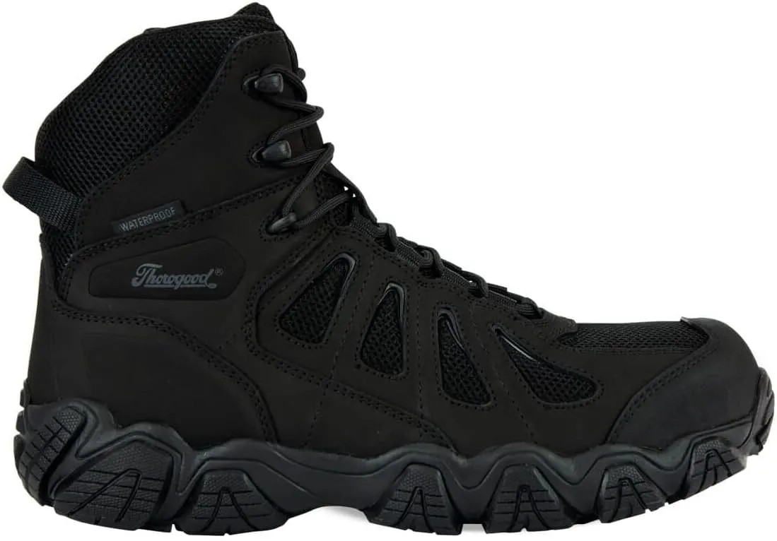 Thorogood Crosstrex 6” Waterproof Side-Zip Tactical Hiking Boots for Men - Lightweight Premium Leather and Breathable Nylon with BBP Membrane and Traction Outsole
