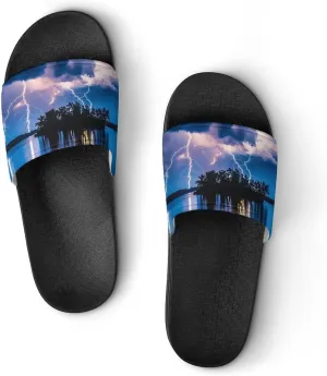 Thunder in The Sky Funny House Sandals Non Slip Shower Slippers Quick Drying Bathroom Shoes for Women Men