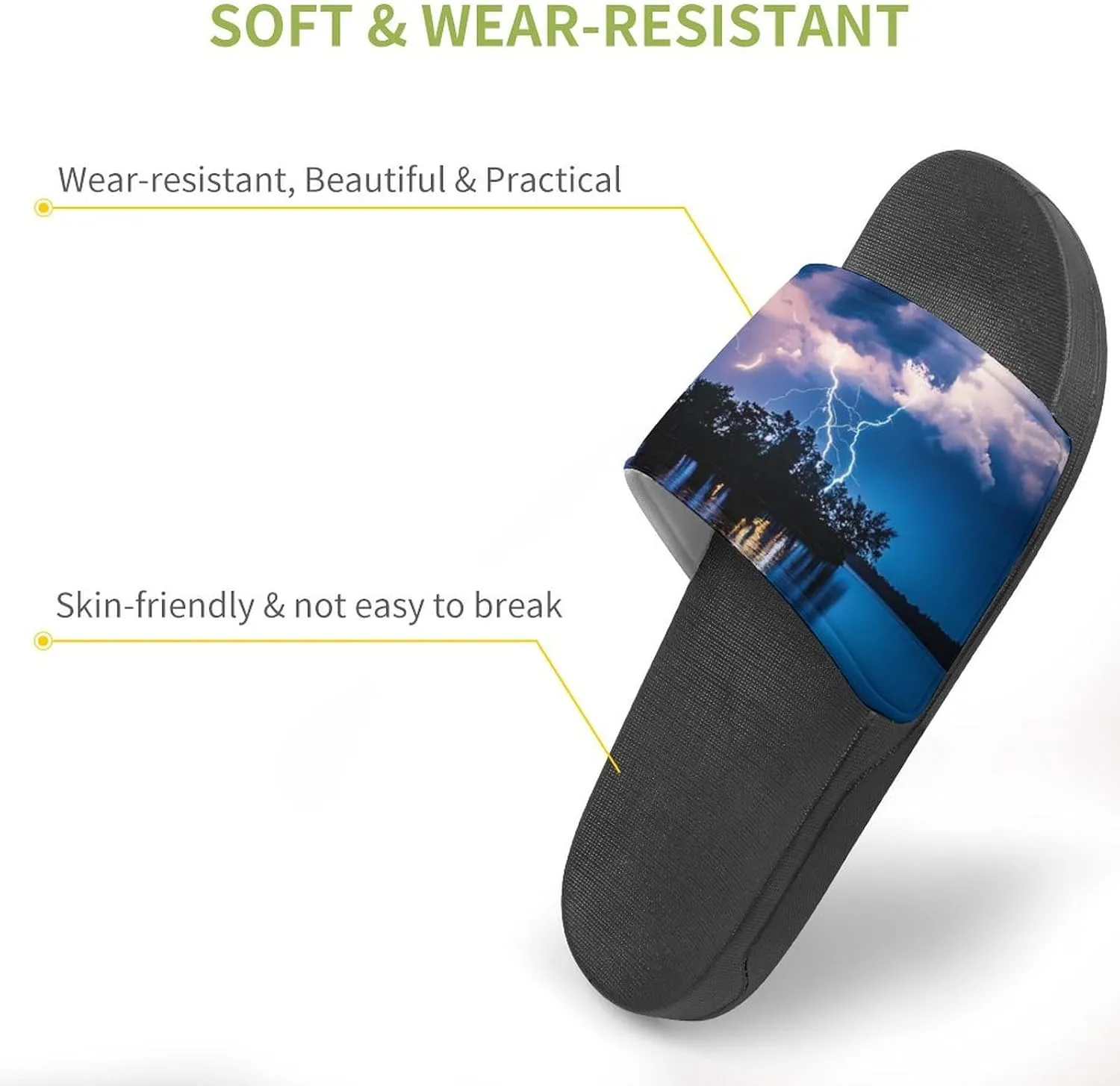 Thunder in The Sky Funny House Sandals Non Slip Shower Slippers Quick Drying Bathroom Shoes for Women Men