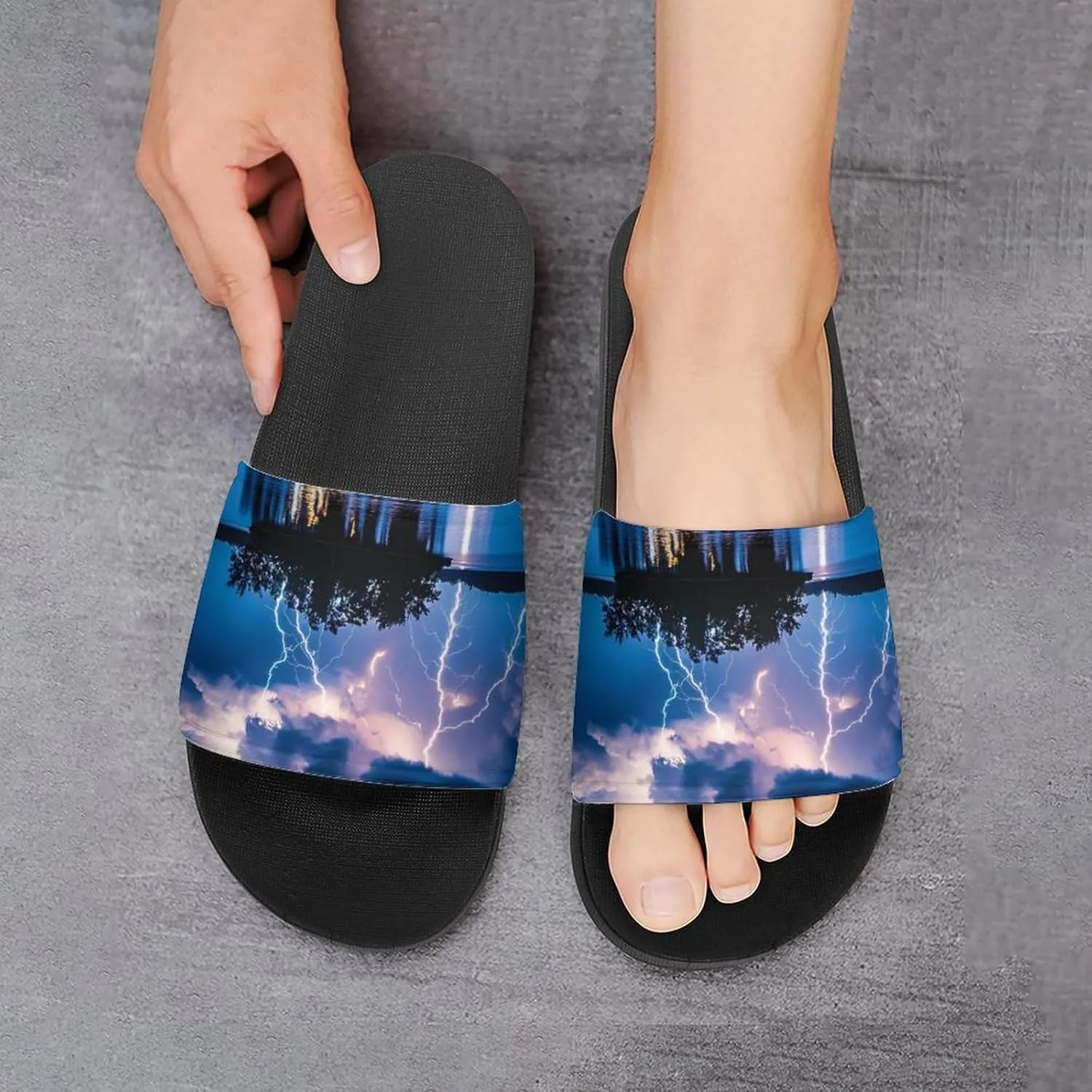 Thunder in The Sky Funny House Sandals Non Slip Shower Slippers Quick Drying Bathroom Shoes for Women Men