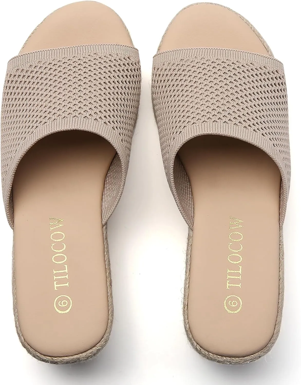 Tilocow Knit Espadrilles Wedges for Women Comfortable Slip On Platform Wedge Sandals Summer Beach Dress Heels Shoes
