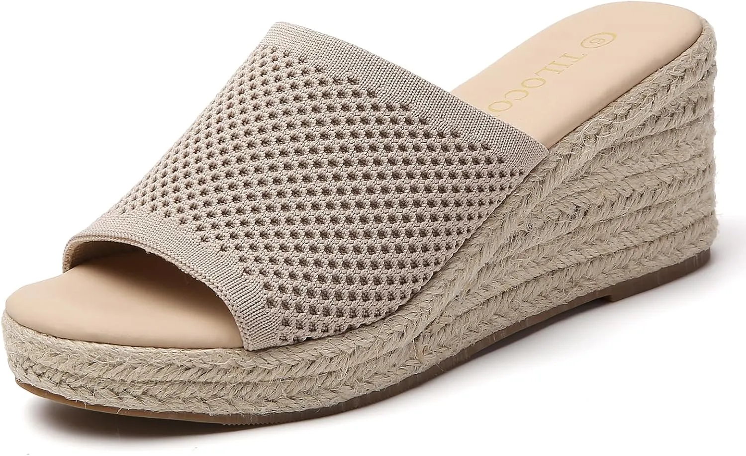Tilocow Knit Espadrilles Wedges for Women Comfortable Slip On Platform Wedge Sandals Summer Beach Dress Heels Shoes