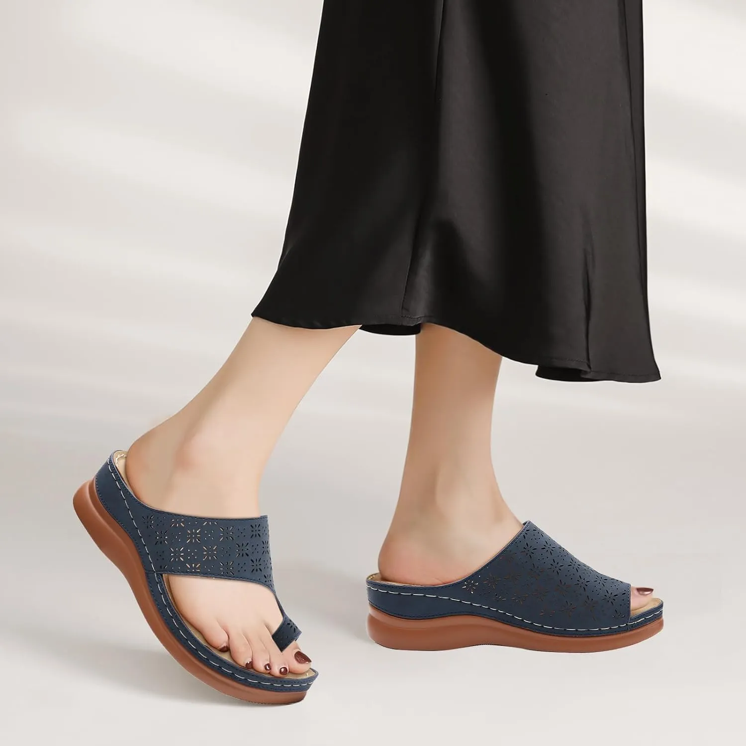 Tilocow Sandals Women Wedge Shoes - Orthopedic Comfortable Arch Support Platform Sandals for Women Wedge Summer Dressy Flip Flop Casual Bunion Breathable Shoes
