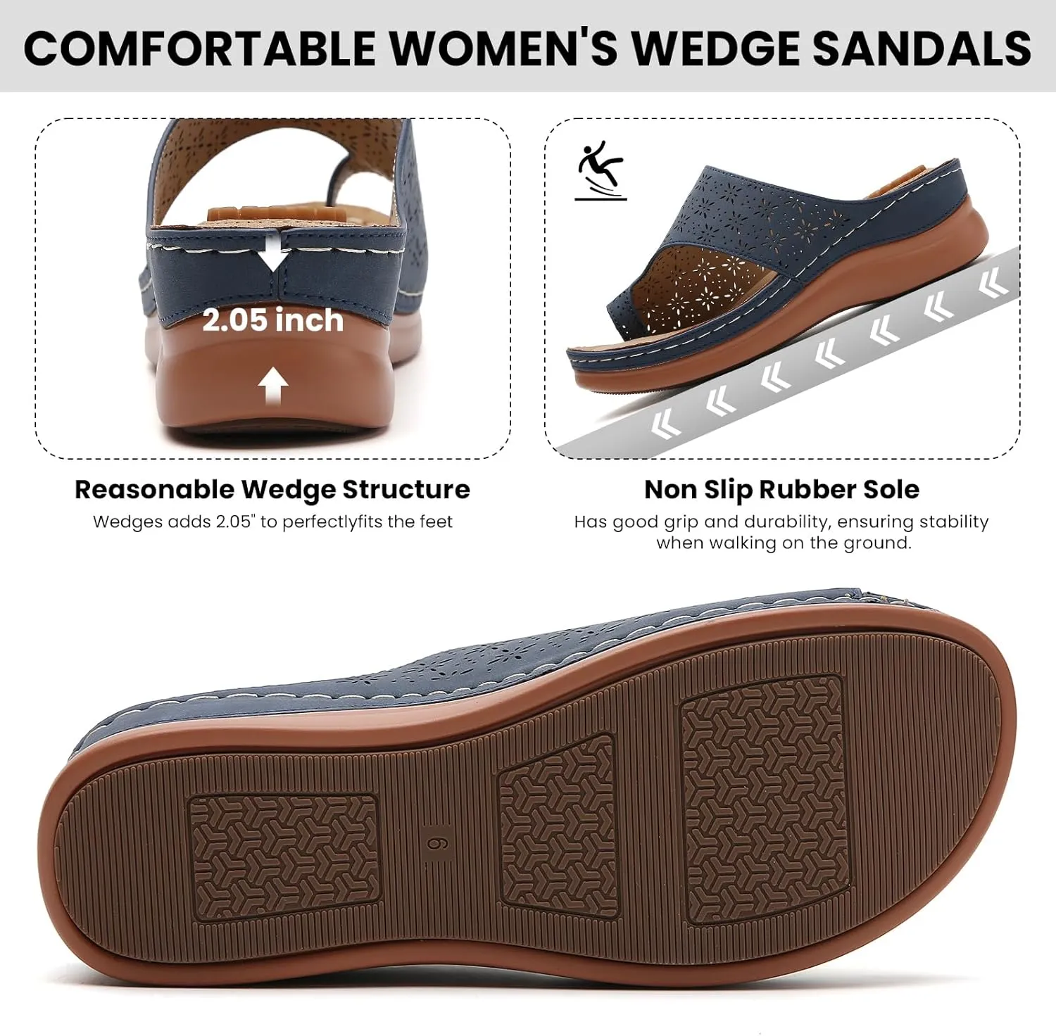 Tilocow Sandals Women Wedge Shoes - Orthopedic Comfortable Arch Support Platform Sandals for Women Wedge Summer Dressy Flip Flop Casual Bunion Breathable Shoes