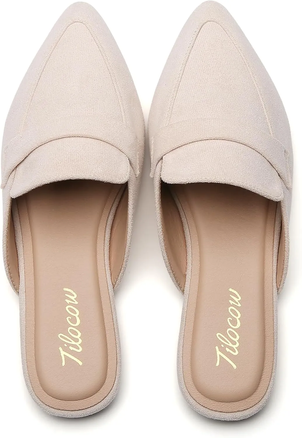 Tilocow Slip On Mules for Women Open Back Closed Pointed Toe Flats Womens Business Work Shoes Flavor Slides