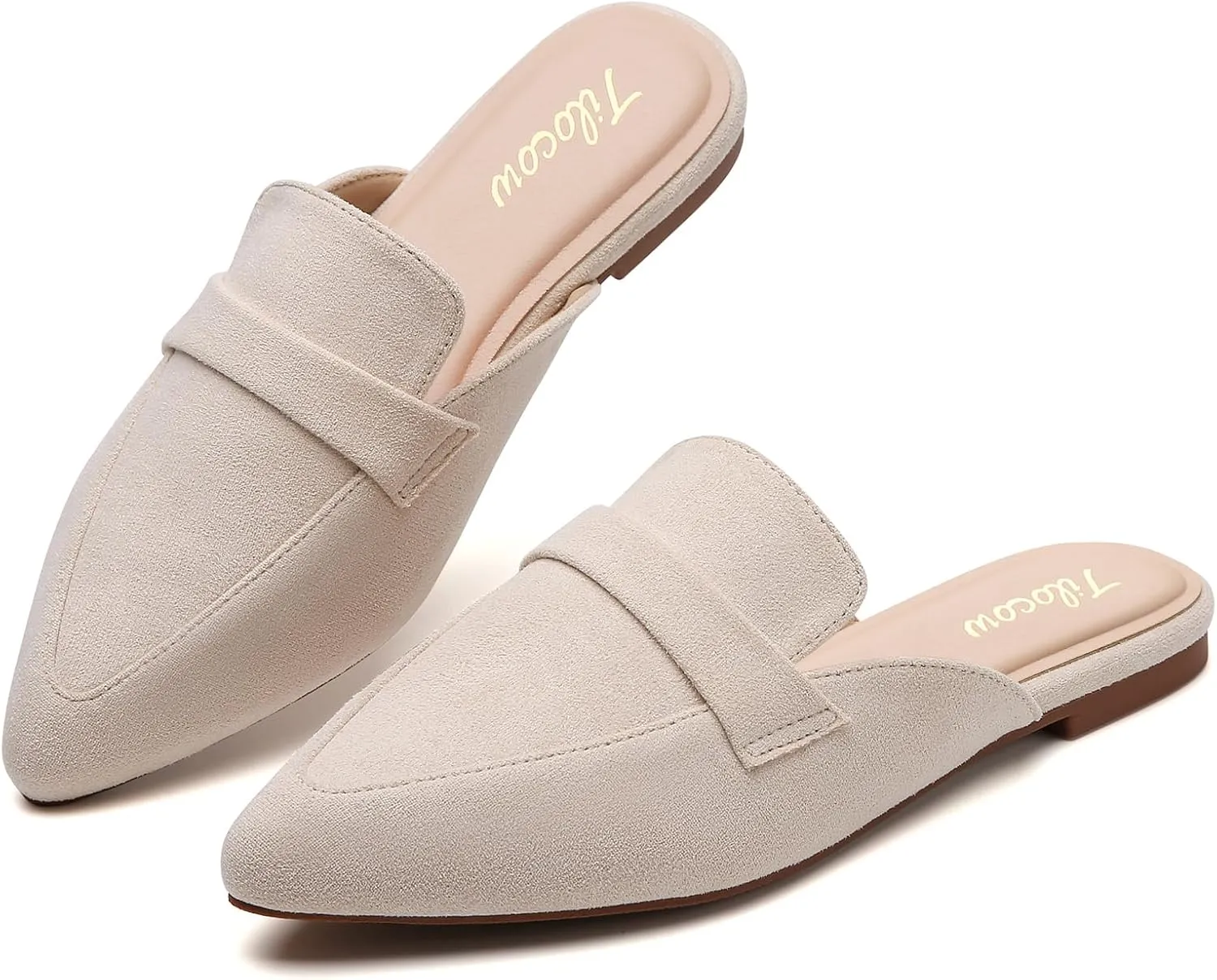 Tilocow Slip On Mules for Women Open Back Closed Pointed Toe Flats Womens Business Work Shoes Flavor Slides