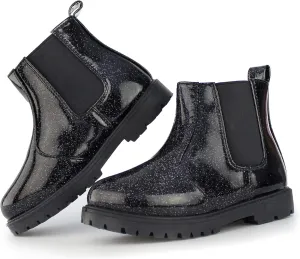 Tobfis Girl's Fashion Shiny Chelsea Boot Ankle Boots(Toddler/Little Kid/Big Kid)