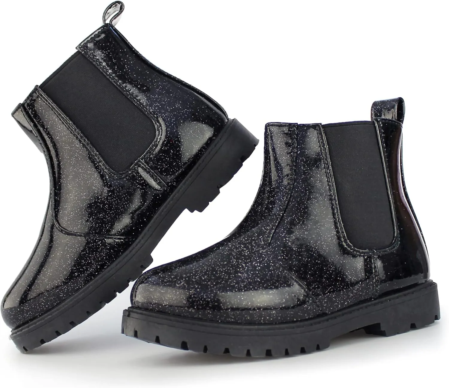 Tobfis Girl's Fashion Shiny Chelsea Boot Ankle Boots(Toddler/Little Kid/Big Kid)
