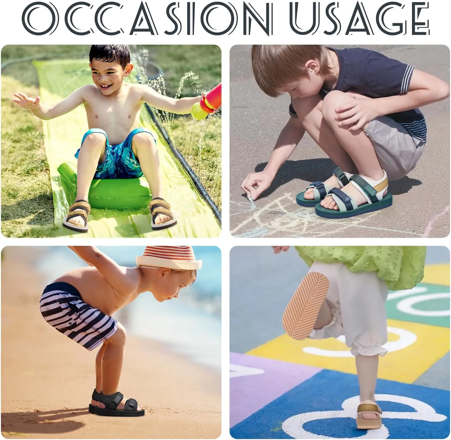 Toddler Little Kid Sandals Boys Girls Adjustable Strap Open-Toe Summer Outdoor Unisex Child Sport Beach Sandals(Toddler/Little Kid/Big Kid)