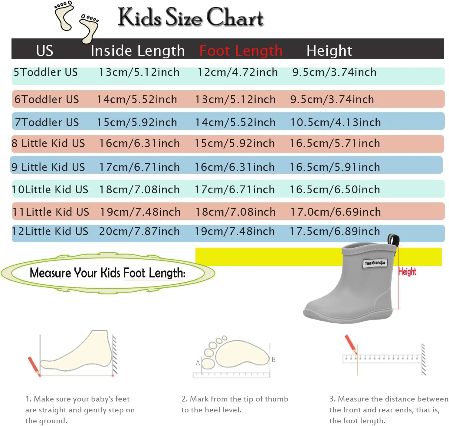Toddler Rain Boots for Boys Girls Baby Rain boot Lightweight Kids Rain Boots Infant Rainboots 1-6 Years