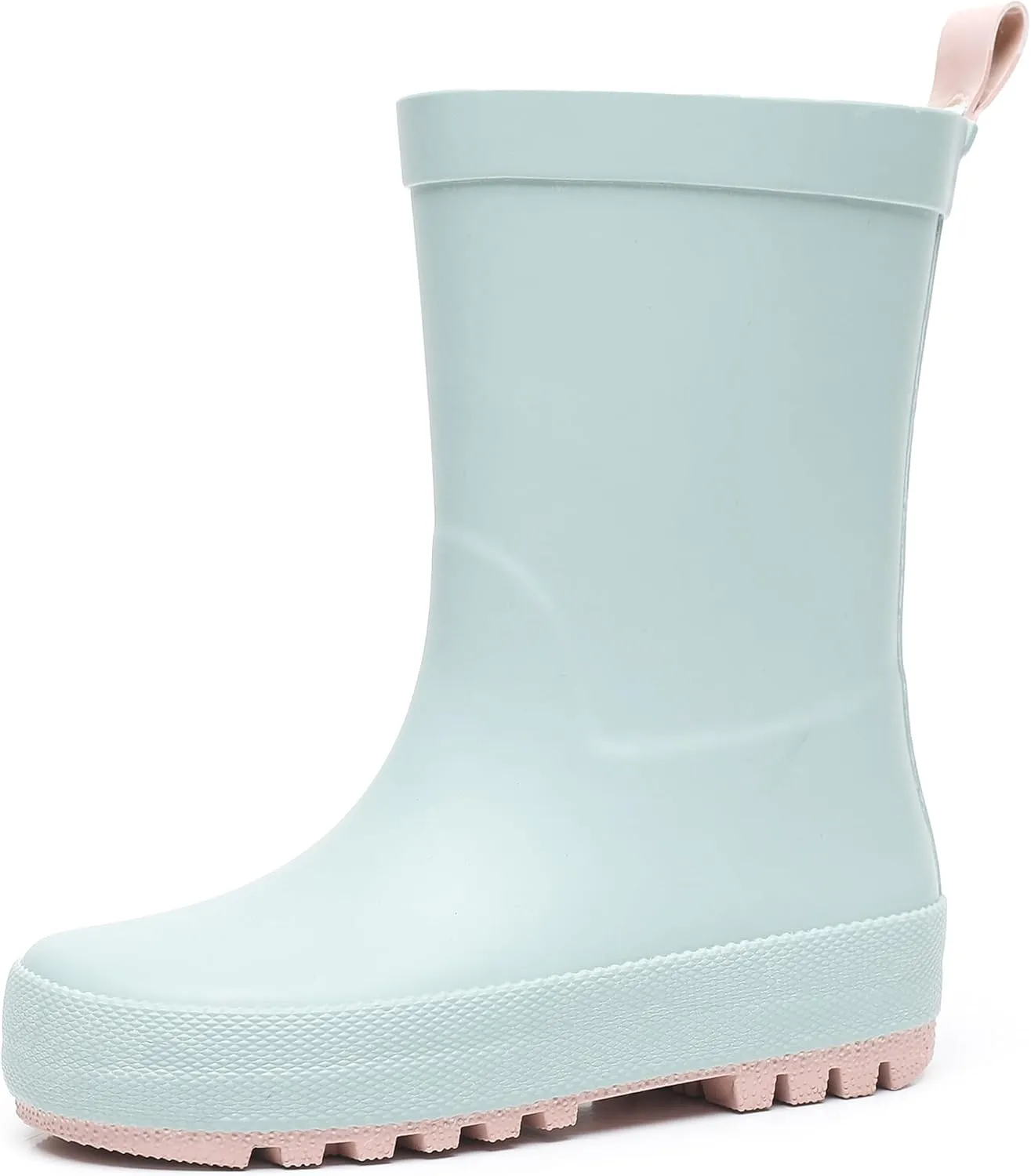 Toddler Rain Boots with Easy-On Handles, Waterproof Rubber Kids Rain Boots for Girls and Boys, in Fun Printed & Colors Unisex-Child Outdoor Rain Boots