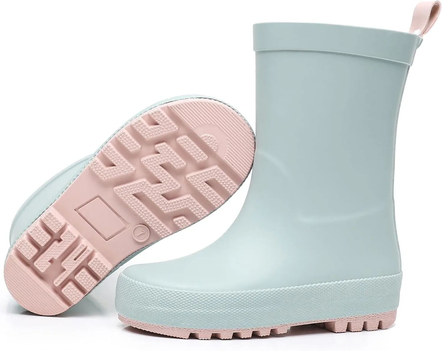 Toddler Rain Boots with Easy-On Handles, Waterproof Rubber Kids Rain Boots for Girls and Boys, in Fun Printed & Colors Unisex-Child Outdoor Rain Boots