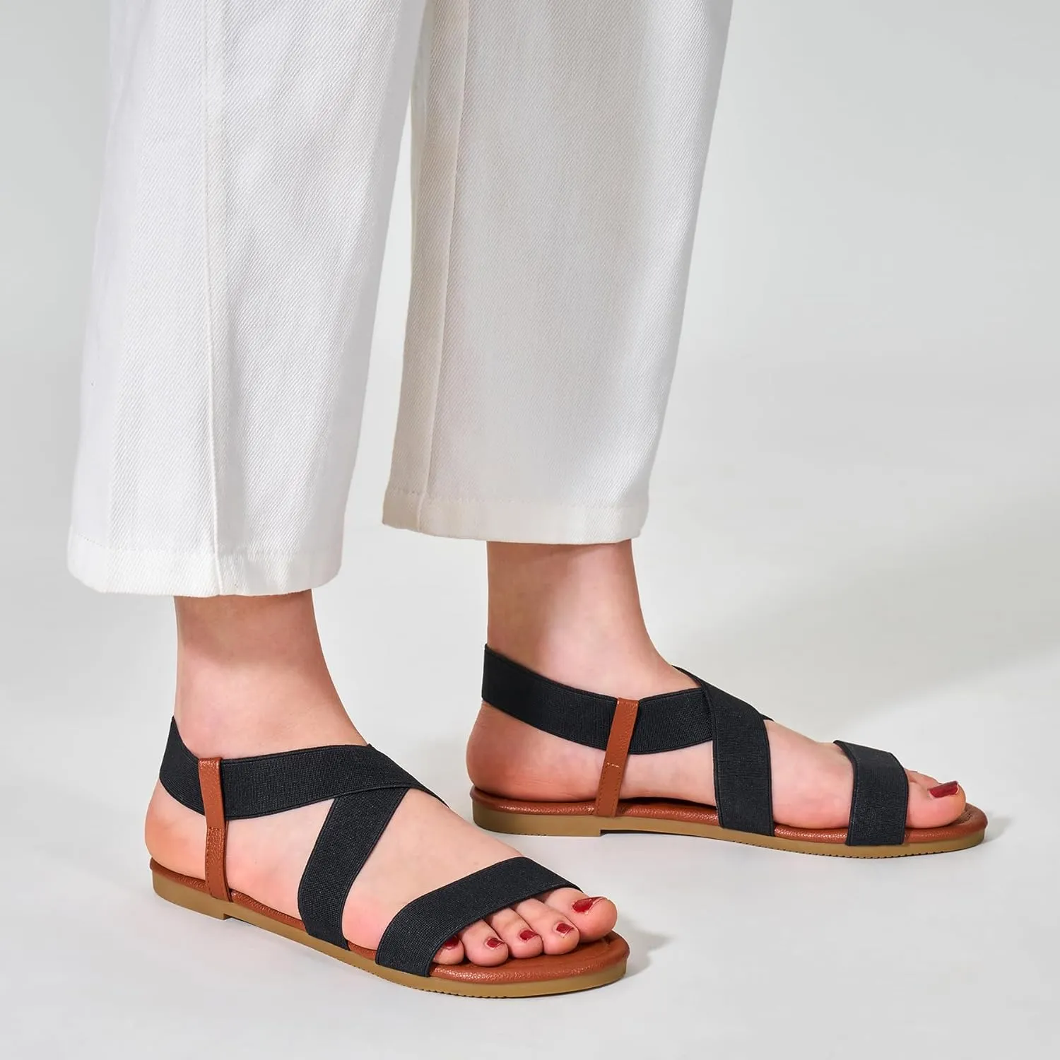 Trary Sandals Women, Womens Sandals, Flat Sandals for Women Dressy Summer, Women's Sandals, Elastic Sandals for Women, Cute Sandals, Open Toe Dress Sandals,Wide Sandles Womans, Sandalias Para Mujer