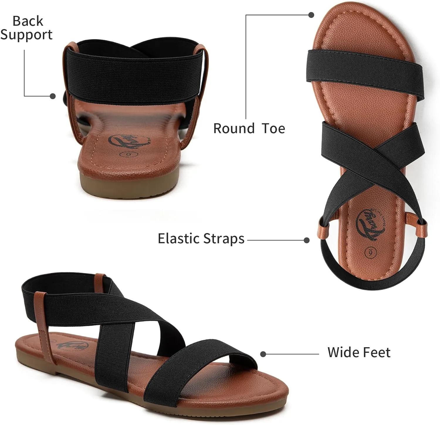 Trary Sandals Women, Womens Sandals, Flat Sandals for Women Dressy Summer, Women's Sandals, Elastic Sandals for Women, Cute Sandals, Open Toe Dress Sandals,Wide Sandles Womans, Sandalias Para Mujer