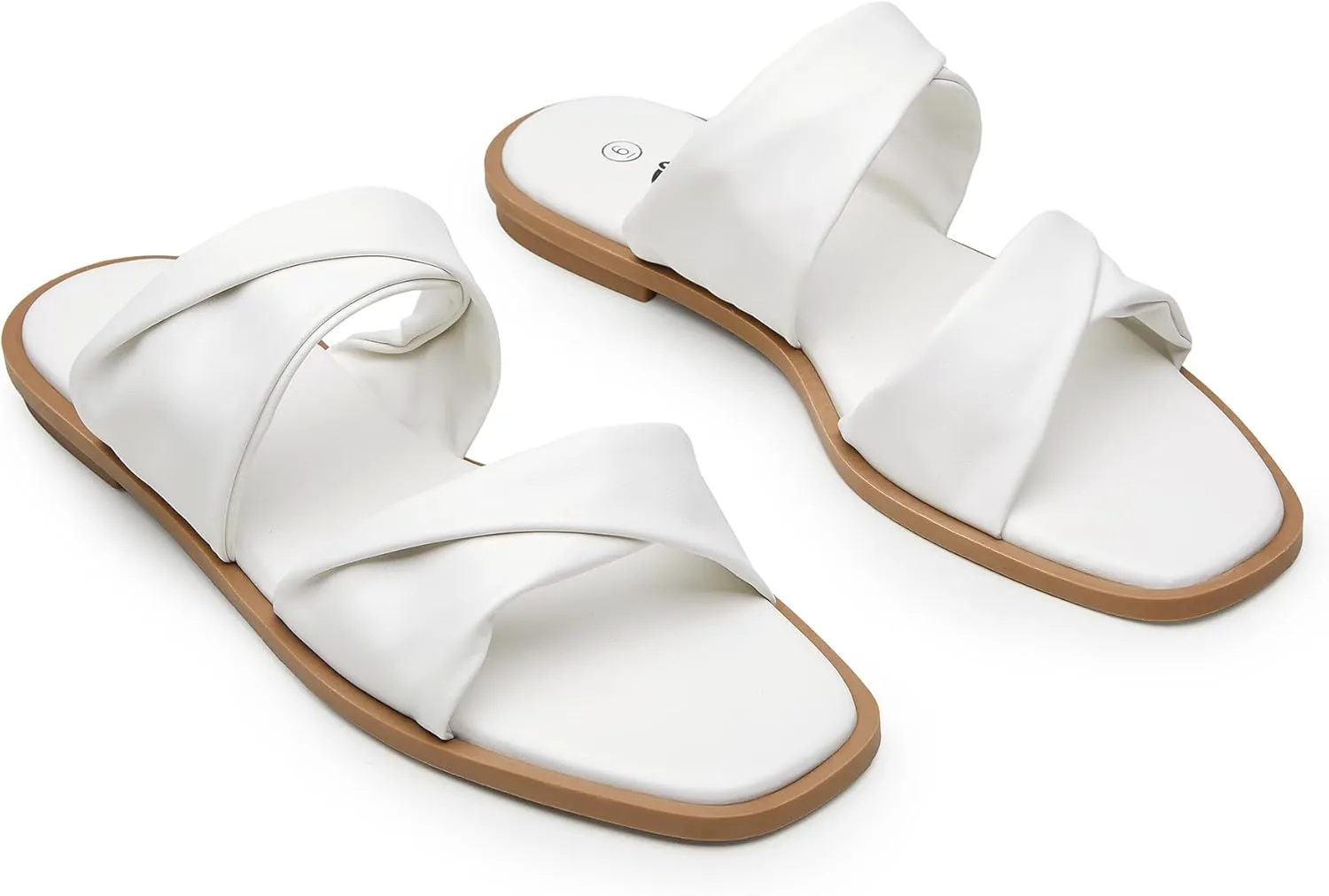Trary Sandals Women,Leather Slides Women Comfortable Memory Foam Sandals for Women Footwear,Fashion Flat Summer Sandals for Women 2025