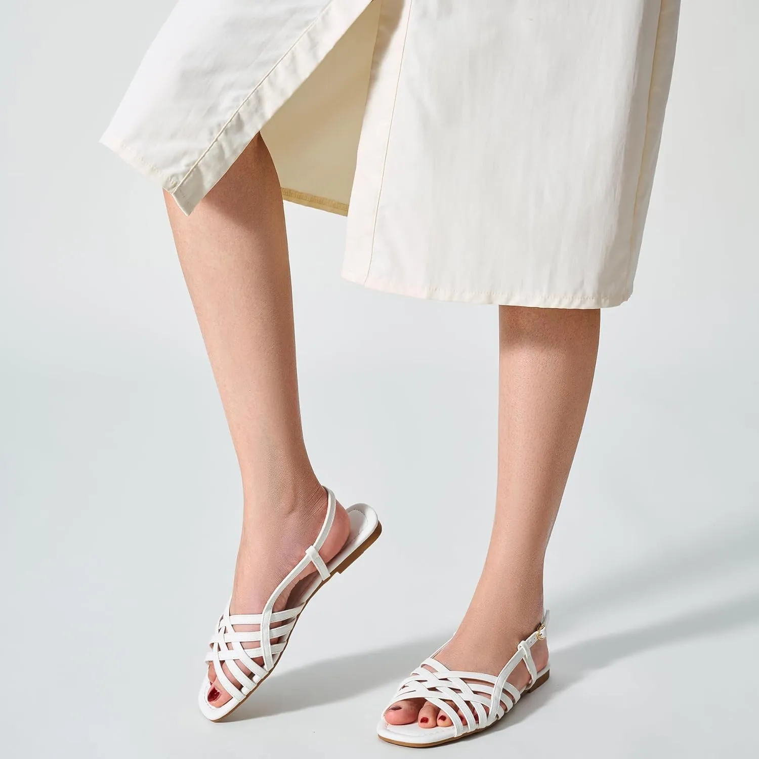 Trary Women's Flat Sandals Gladiator Sandals for Women Comfortable Ankle Strap Sandals Casual Fisherman Strappy Sandals for Women Dressy Summer Beach Shoes