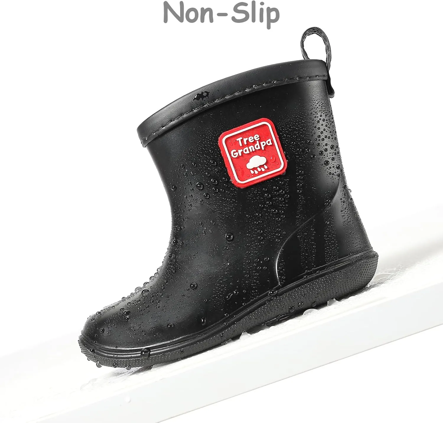 Tree Grandpa Toddler Rain Boots Baby Kids Easy-on Rain shoes Children Waterproof Shoes for Boys Girls(1-6 Years)