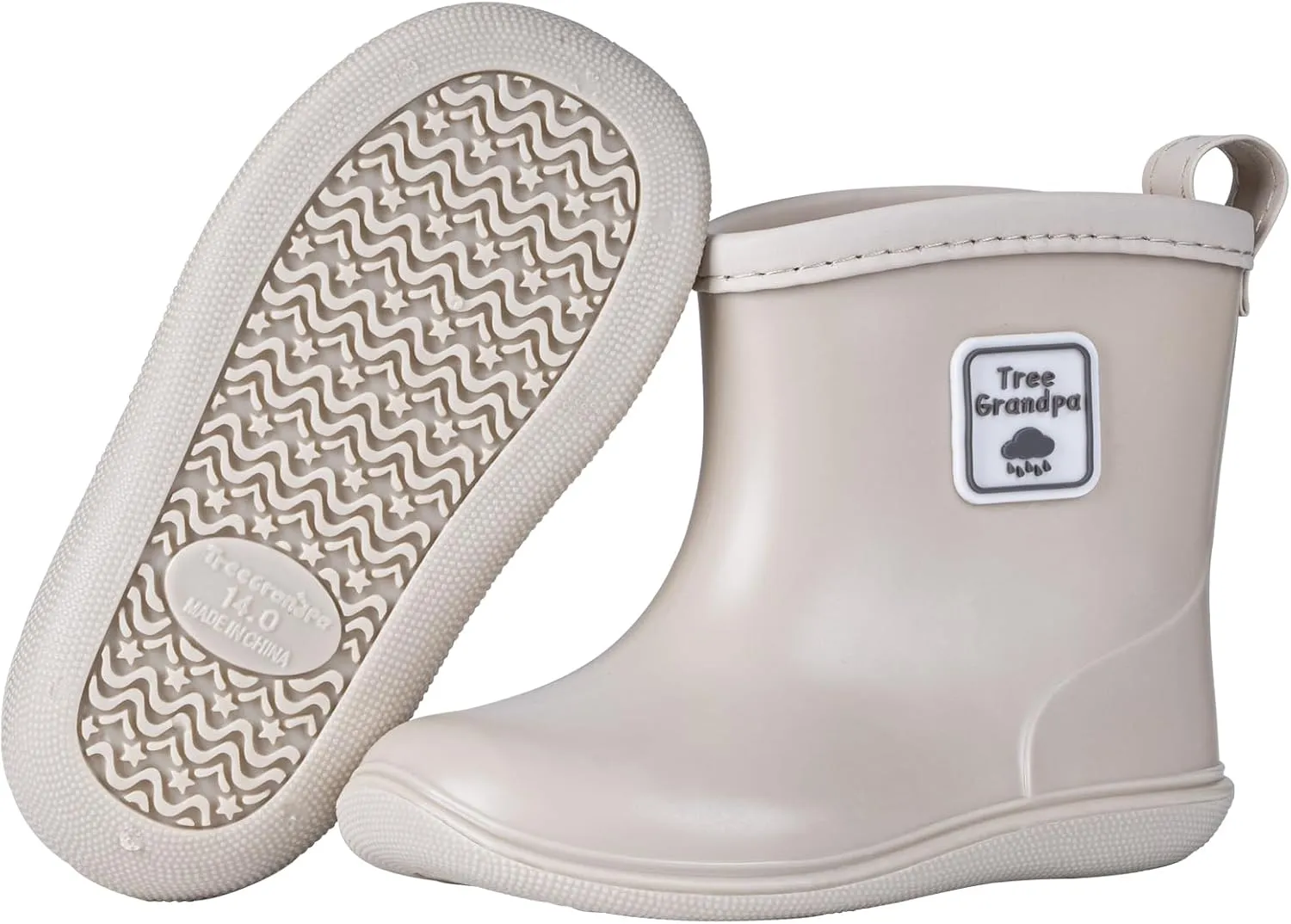 Tree Grandpa Toddler Rain Boots for Boys Girls Waterproof Baby Kids Rain Boots With Easy-on
